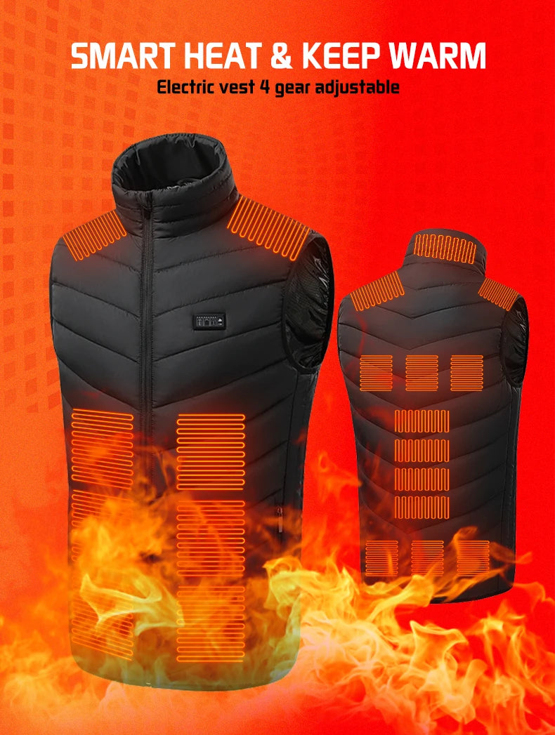 TODWARM Heated Vest 21 Areas Men Jacket Heated Winter Womens Heater Jacket Thermal Vest Body Warmer Outdoor sports Coat 6XL