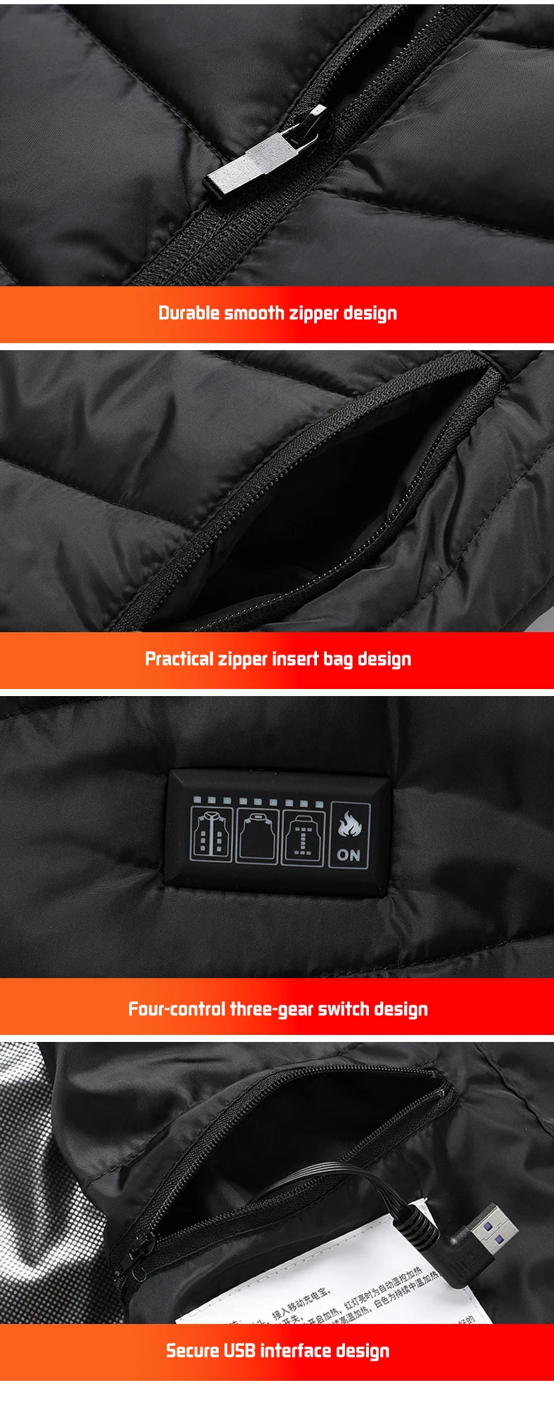 TODWARM Heated Vest 21 Areas Men Jacket Heated Winter Womens Heater Jacket Thermal Vest Body Warmer Outdoor sports Coat 6XL