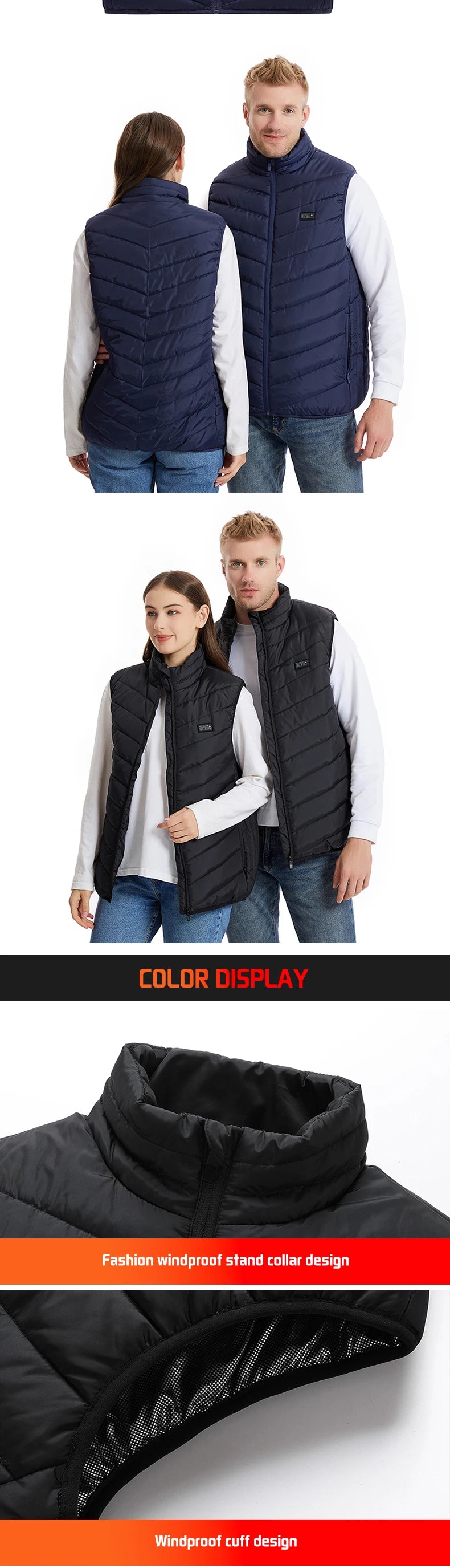 TODWARM Heated Vest 21 Areas Men Jacket Heated Winter Womens Heater Jacket Thermal Vest Body Warmer Outdoor sports Coat 6XL